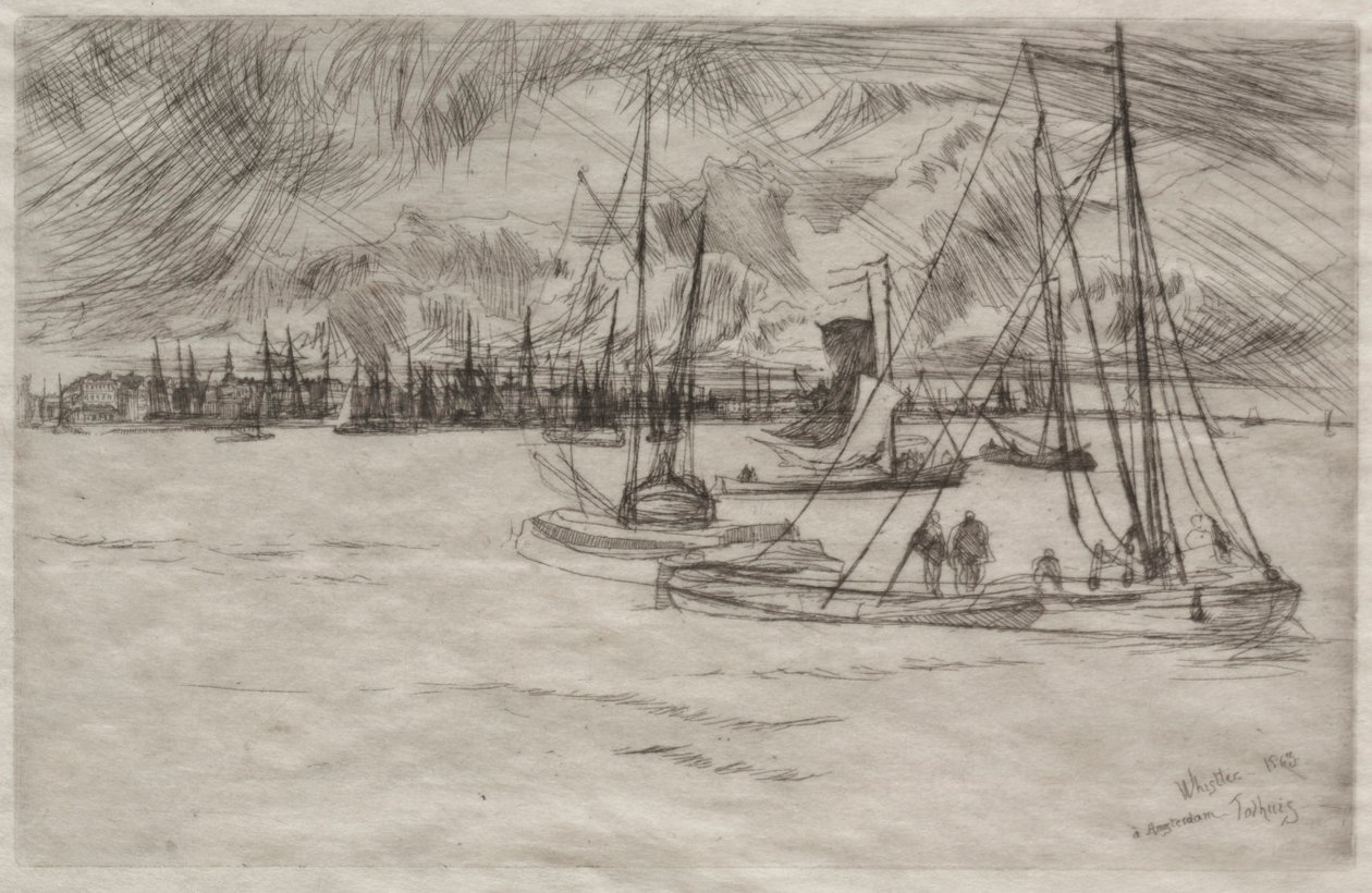 Amsterdam from the Tolhuis, 1863 by James Abbott McNeill Whistler