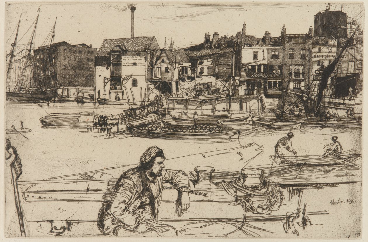 Black Lion Wharf, 1859 by James Abbott McNeill Whistler