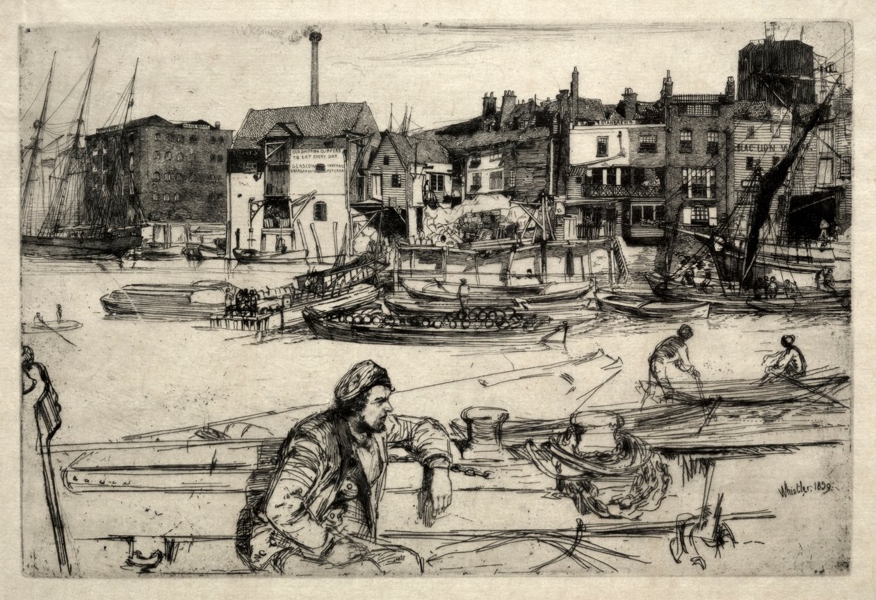 Black Lion Wharf, 1859 by James Abbott McNeill Whistler