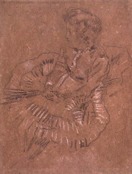 A Seated Girl in a Large Skirt (A Study of Elinor Leyland) by James Abbott McNeill Whistler