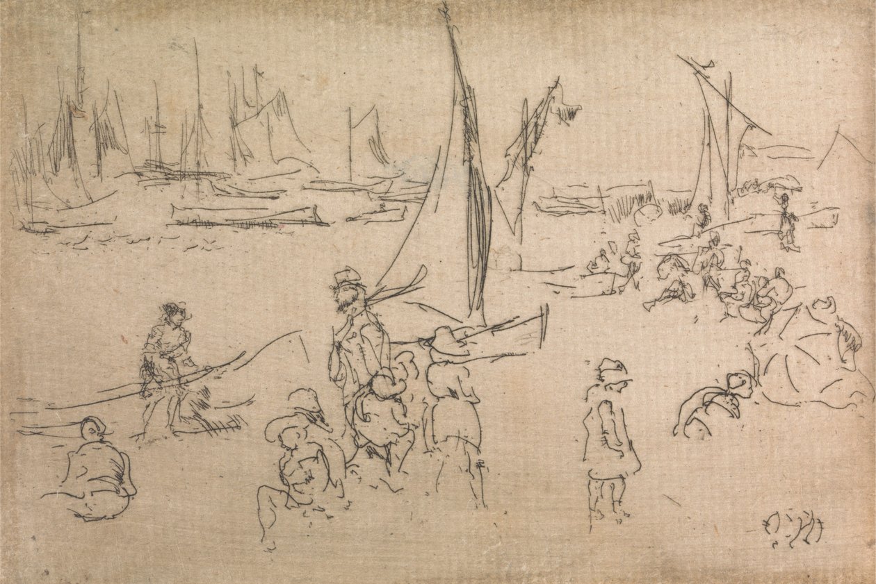 Portsmouth Children, from a set of twelve etchings entitled The Naval Review by James Abbott McNeill Whistler