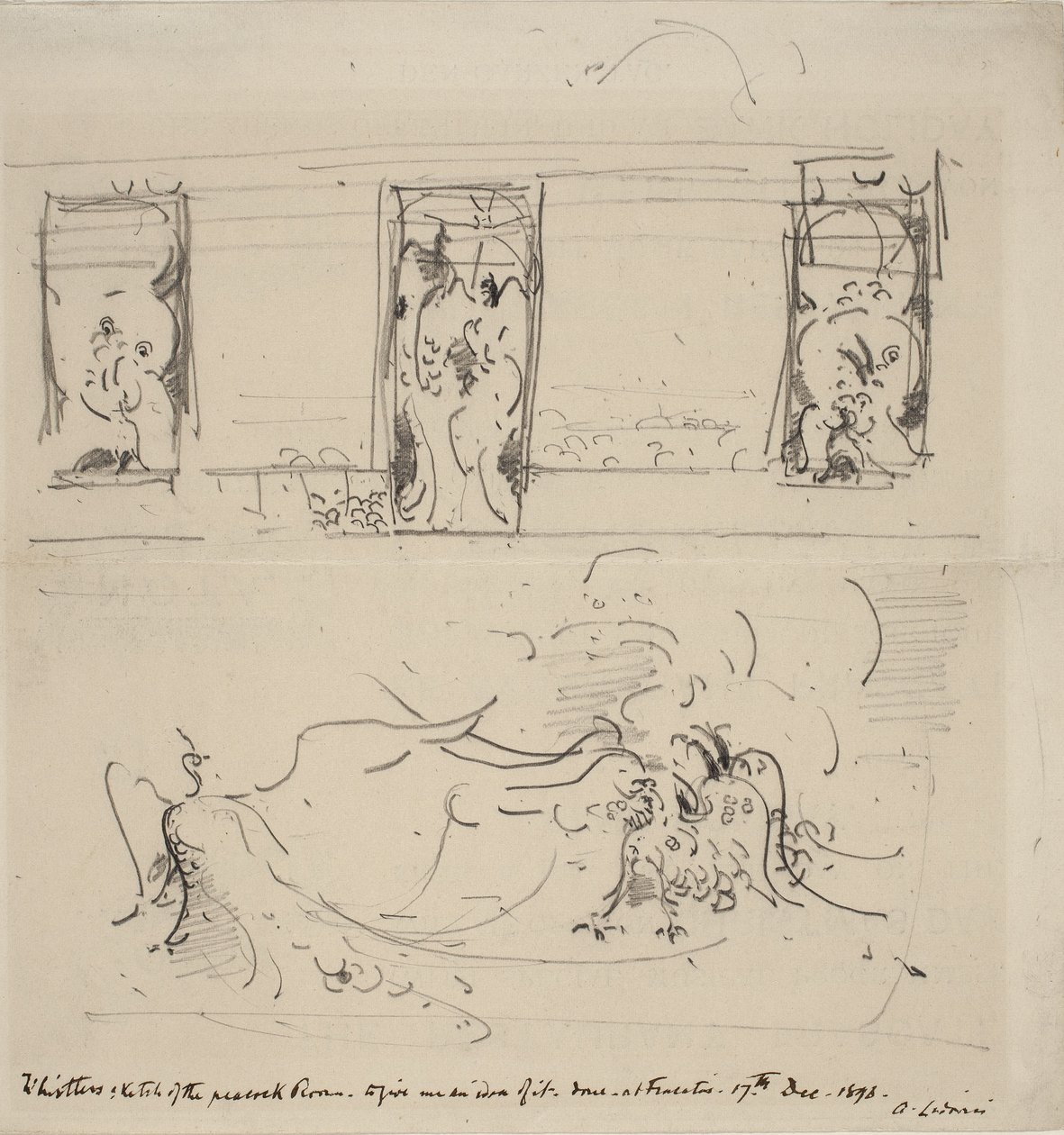Sketch of the Peacock Room by James Abbott McNeill Whistler