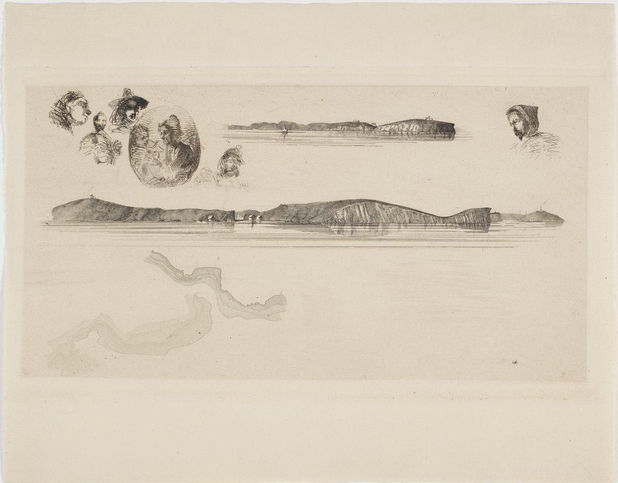 Sketches on the Coast Survey Plate by James Abbott McNeill Whistler