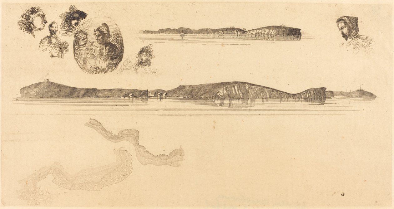 Sketches on the Coast Survey Plate by James Abbott McNeill Whistler