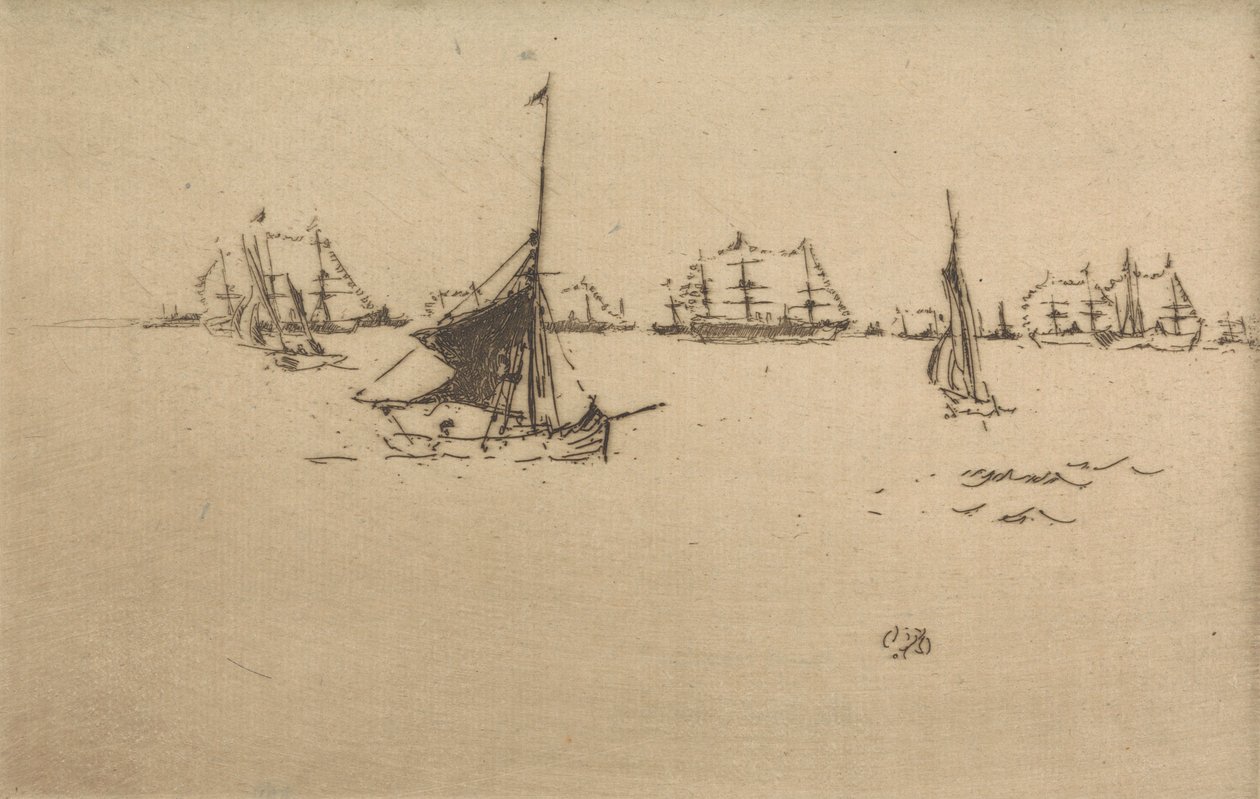 The Fleet: Evening, from a set of twelve etchings entitled The Naval Review by James Abbott McNeill Whistler
