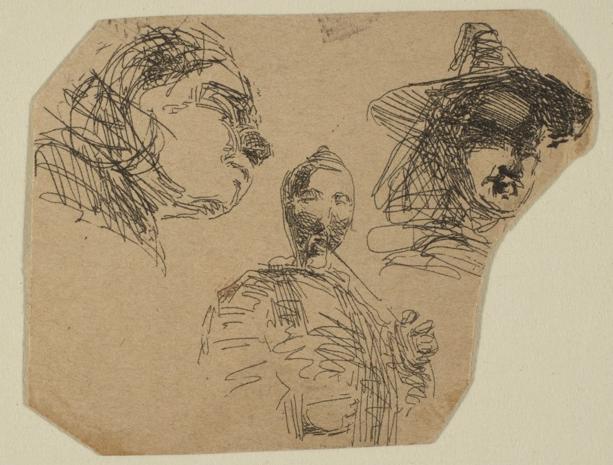 Two Female Heads and Standing Figure from Sketches on the Coast Survey Plate by James Abbott McNeill Whistler