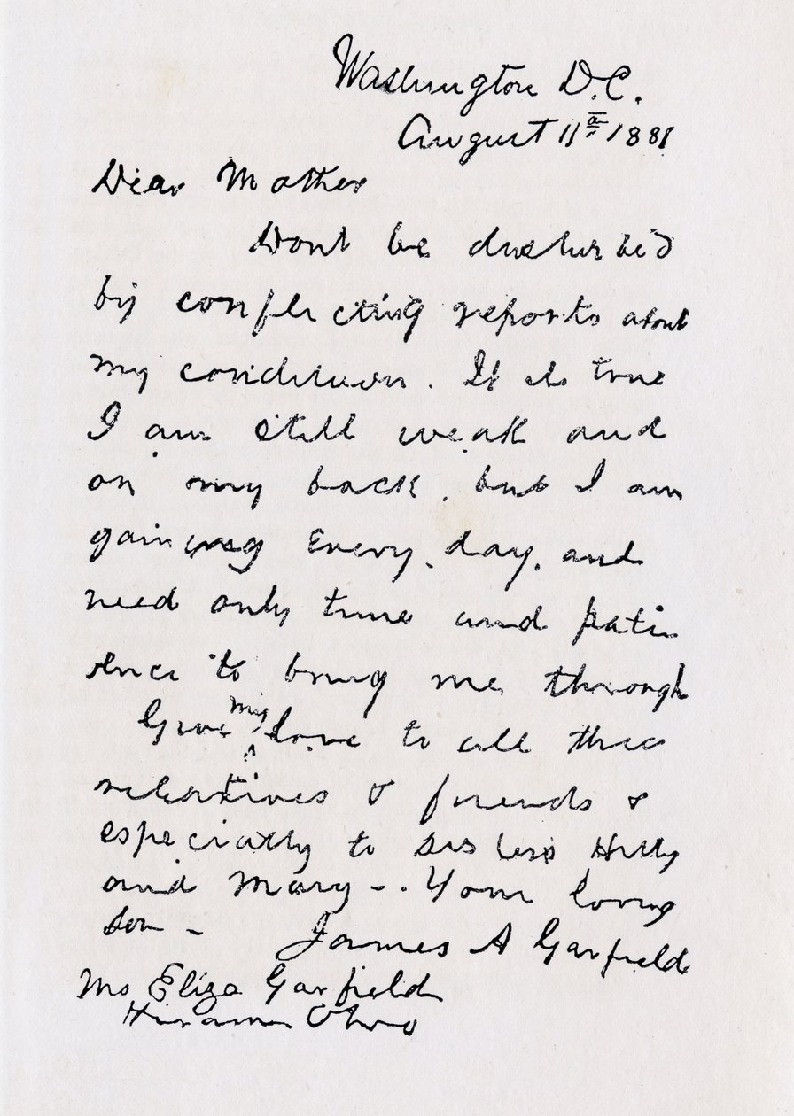 Letter from James Abram Garfield to His Mother, from 