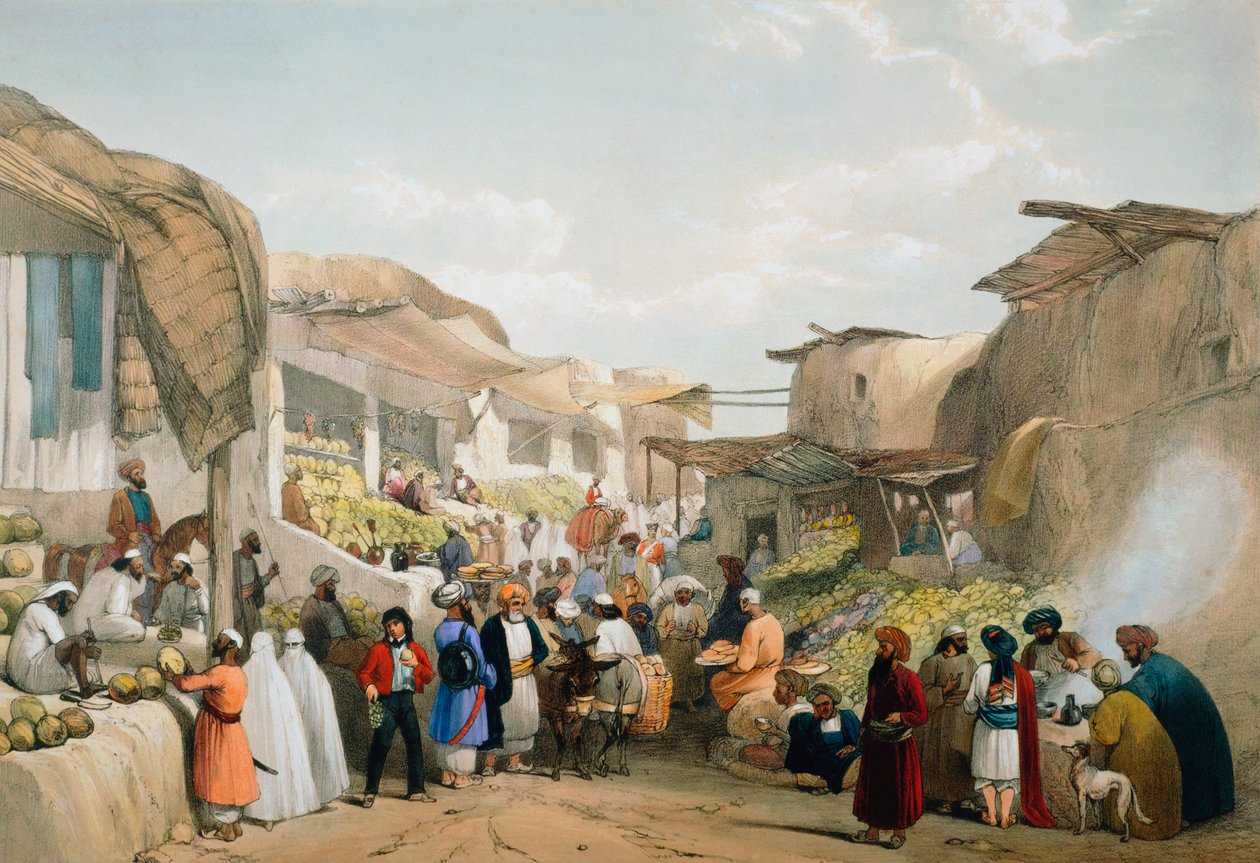 Bazaar at Kabul during the fruit season, First Anglo-Afghan War by James Atkinson