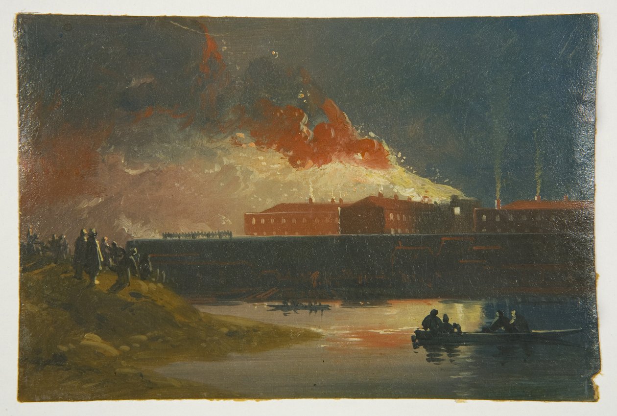 Bristol Riots: The Burning of the New Gaol by James Baker Pyne