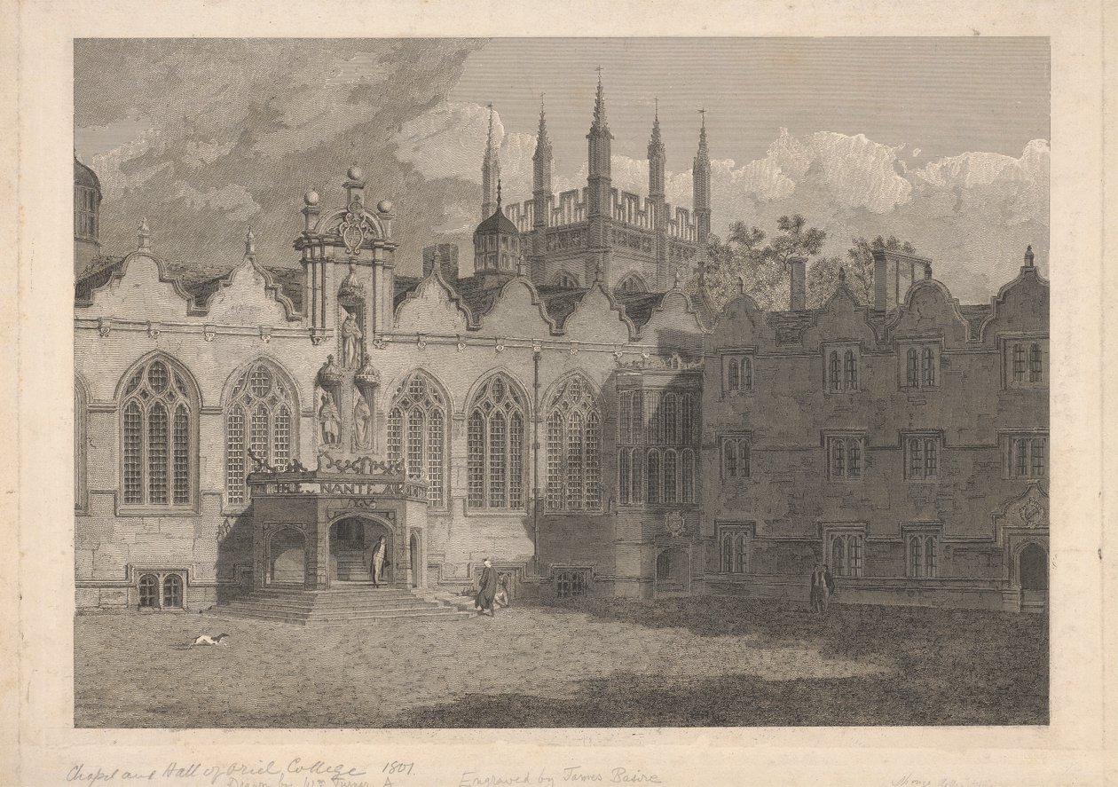 A View of the Chapel and Hall of Oriel College by James Basire