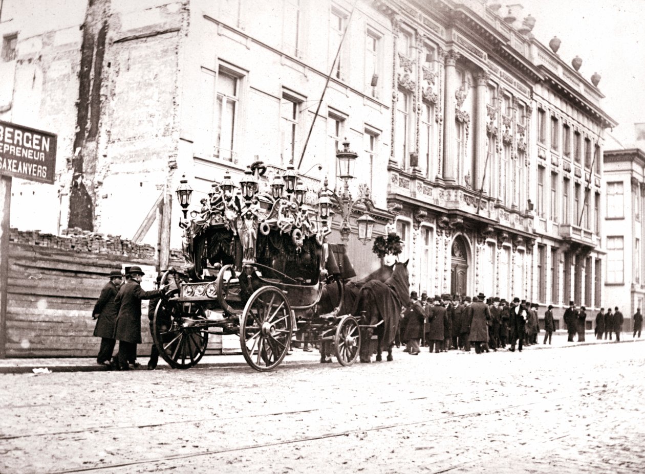 Horse-drawn hearse, Antwerp, 1898 by James Batkin