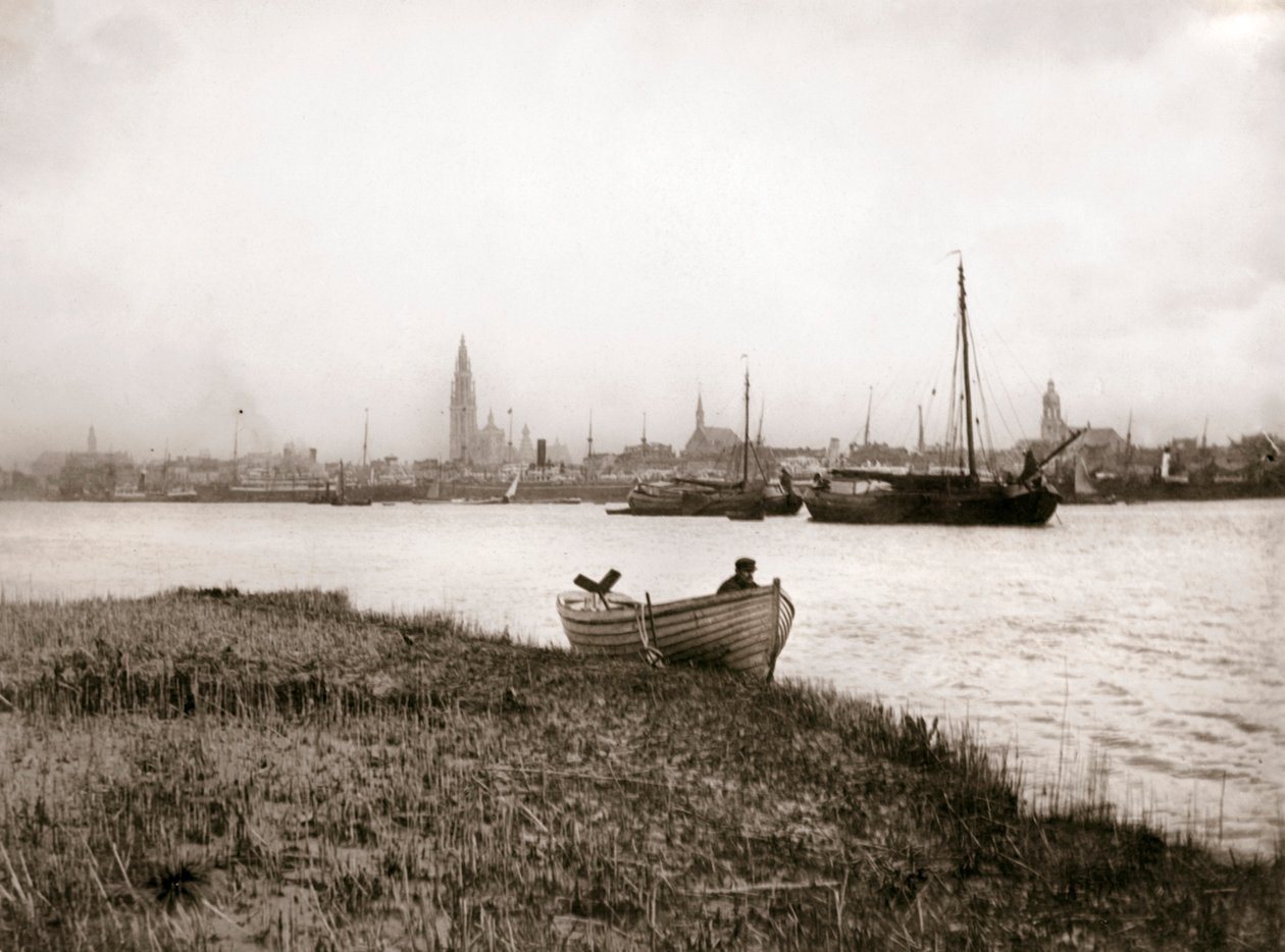 Rowing boat by a canal, Rotterdam by James Batkin