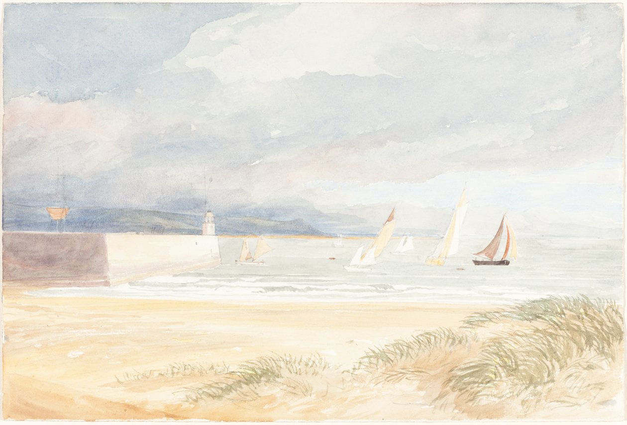 Shore Scene with Sailboats, Portland, Dorset by James Bulwer