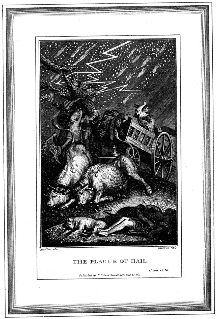 The Plague of Rain and Hail, one of the Seven Plagues of Egypt, c1759-c1789 by James Caldwall