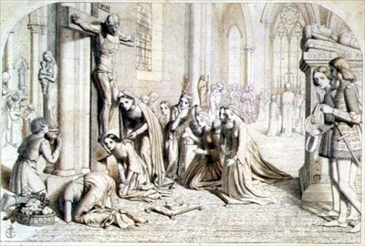 An Incident in the Life of Saint Elizabeth of Hungary - Compositional Study, 1850 by James Collinson