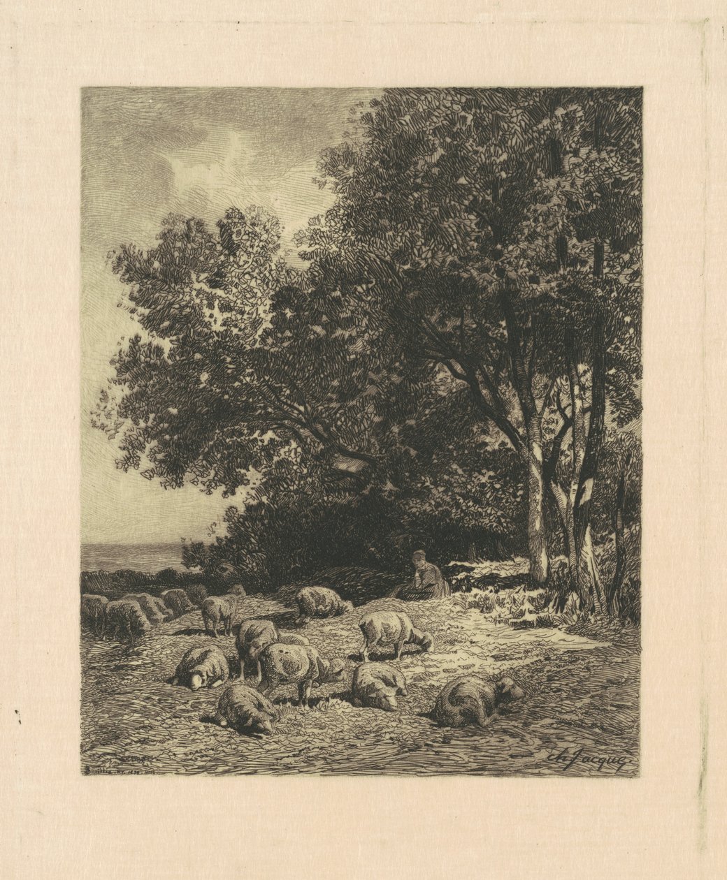 Landscape with Sheep by James David Smillie, after Charles Émile Jacque