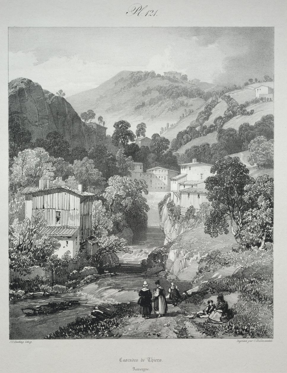 Picturesque and Romantic Journeys in Old France. Auvergne: Cascades of Thiers by James Duffield Harding