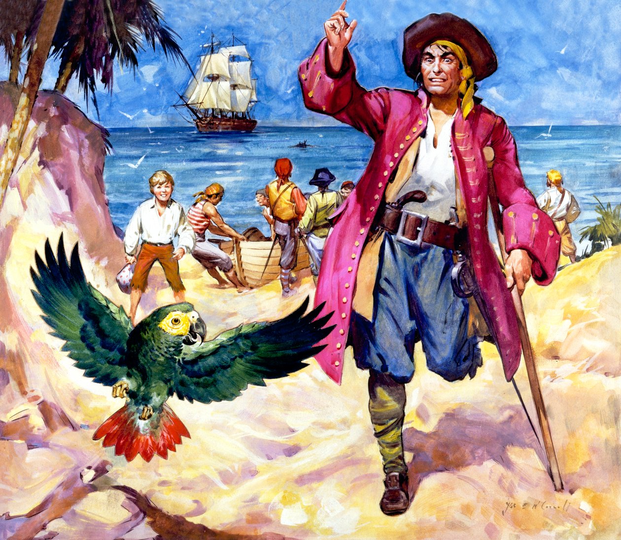 Long John Silver and his Parrot by James Edwin McConnell