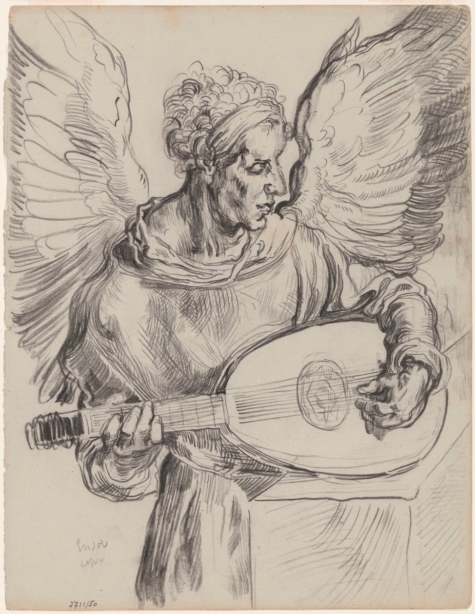 After Dürer: Seraph Playing Lute by James Ensor
