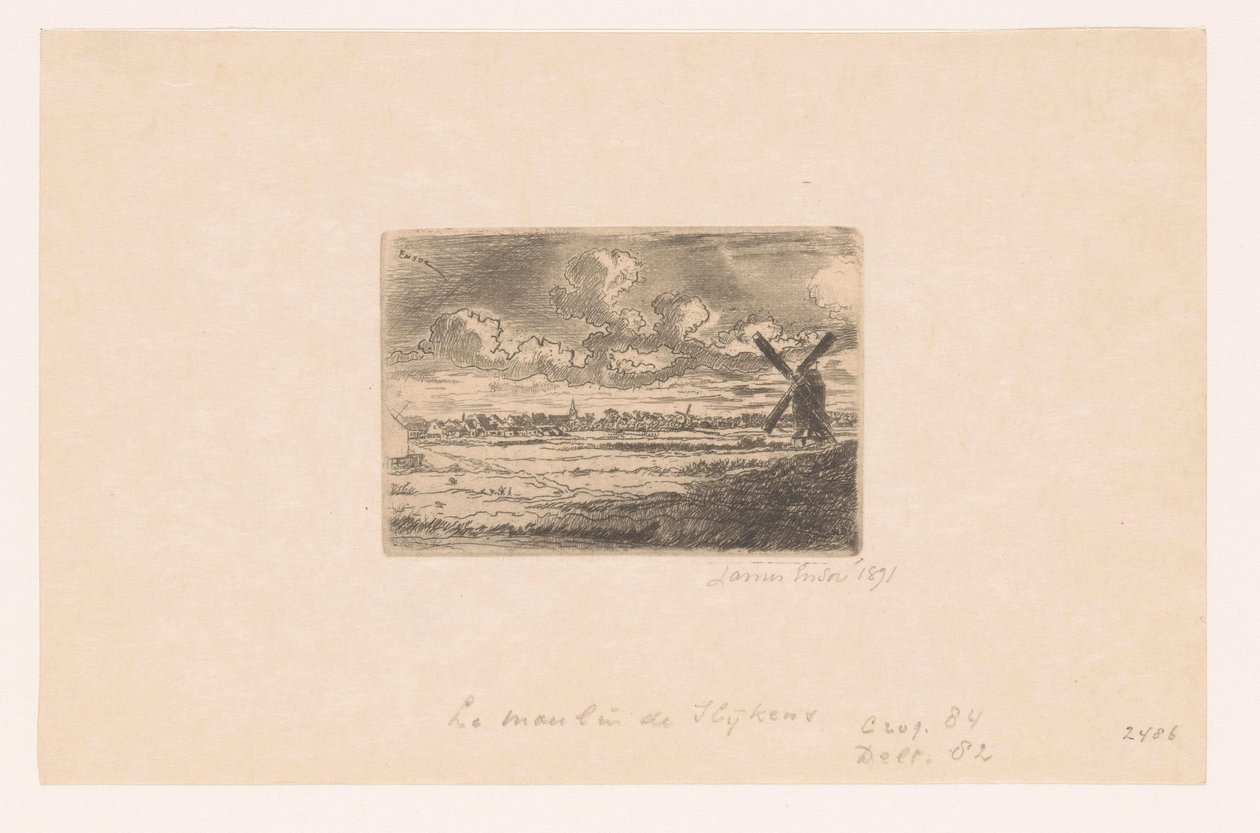 View of Slijkens with a Mill in the Foreground by James Ensor