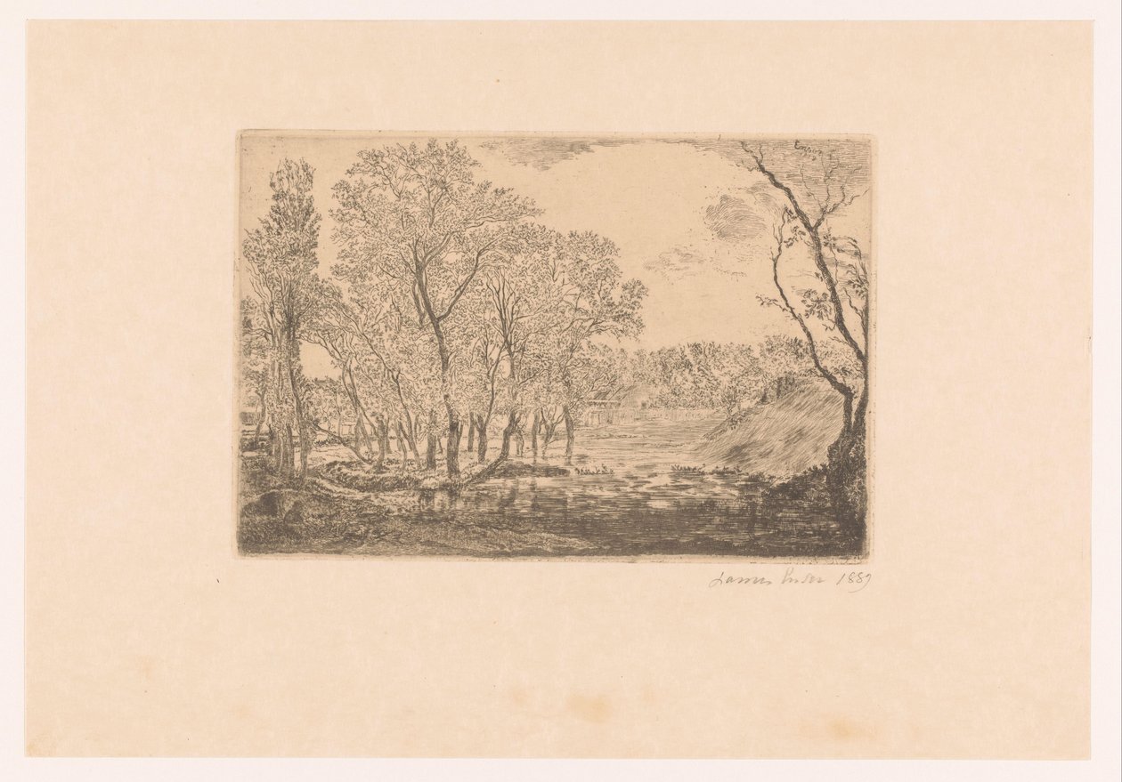 Landscape with Poplars by the Water by James Ensor