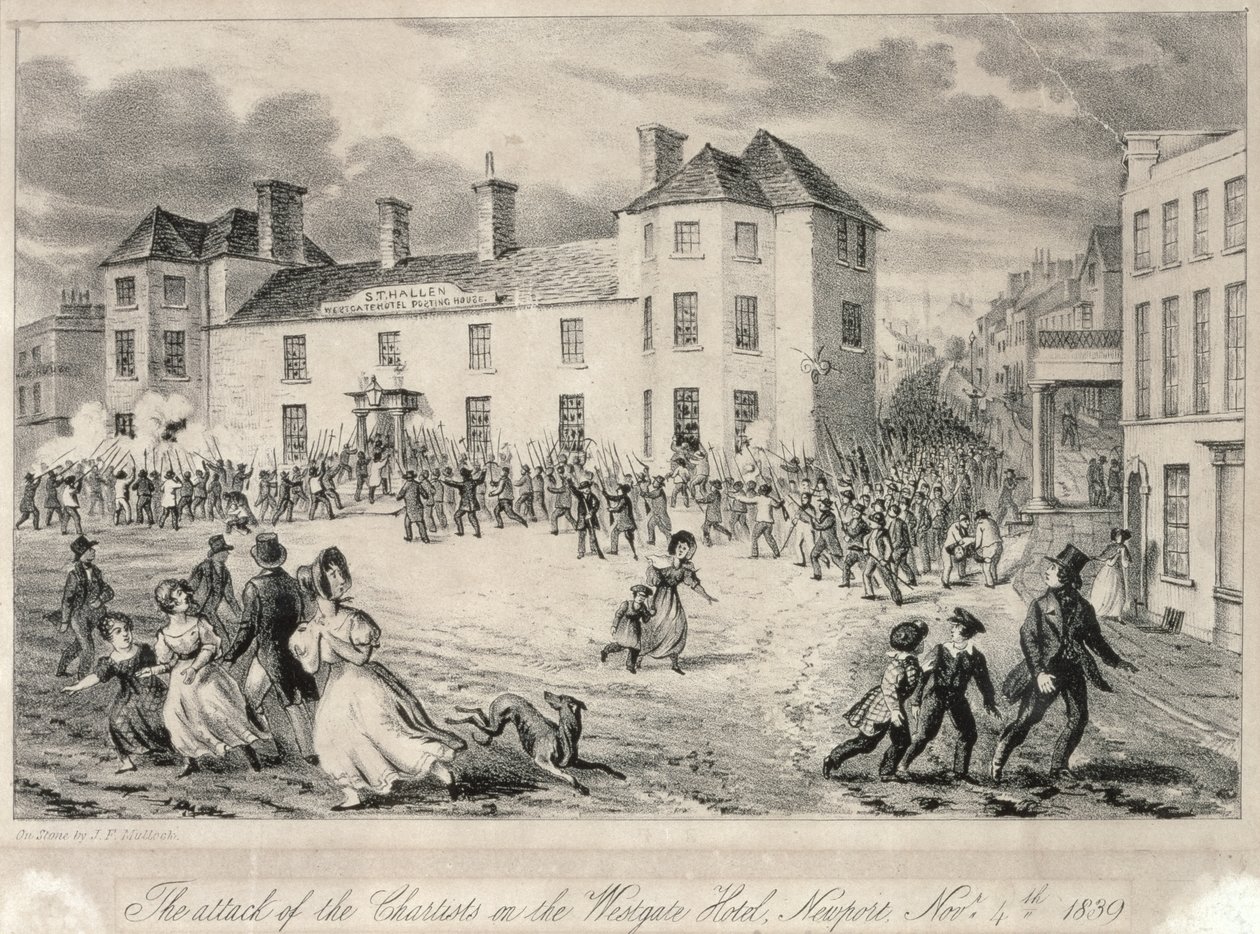 Chartists Attack on the Westgate Hotel, Newport, November 4th 1840 by James Flewitt Mullock