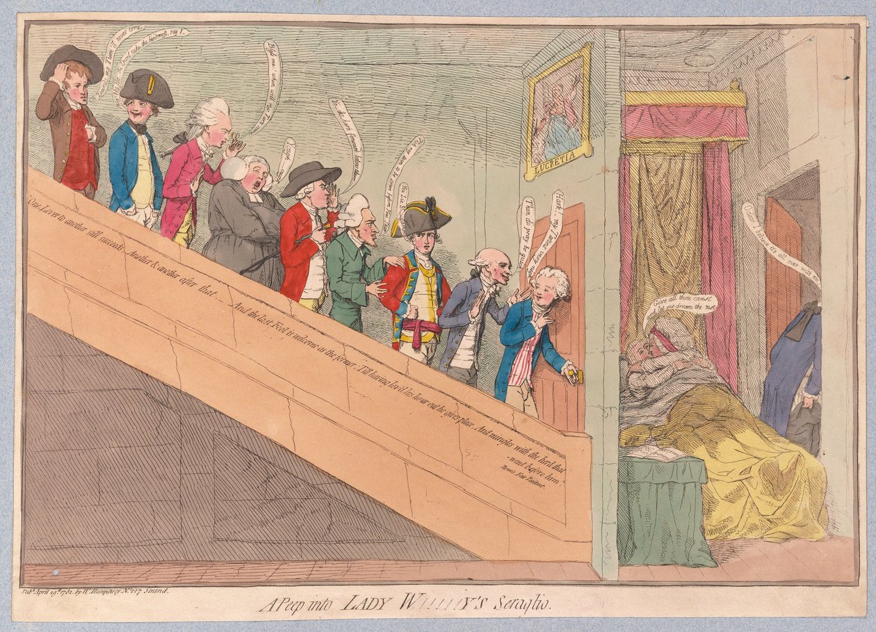 A Peep into Lady W!!!!!ys Seraglio, pub. 1782 by James Gillray