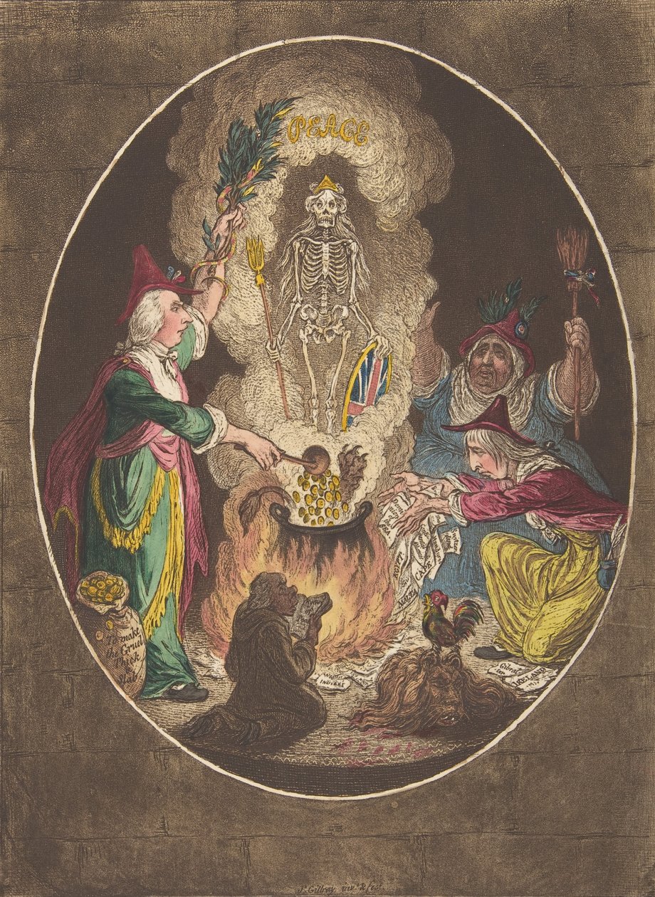 A Phantasmagoria, Scene-Conjuring-Up an Armed-Skeleton, January 5, 1803 by James Gillray