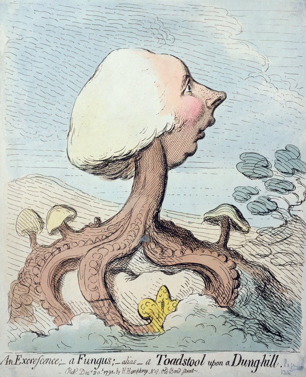 An Excrescence; A Fungus; Alias - A Toadstool upon a Dung-hill, Published by Hannah Humphrey in 1791 by James Gillray