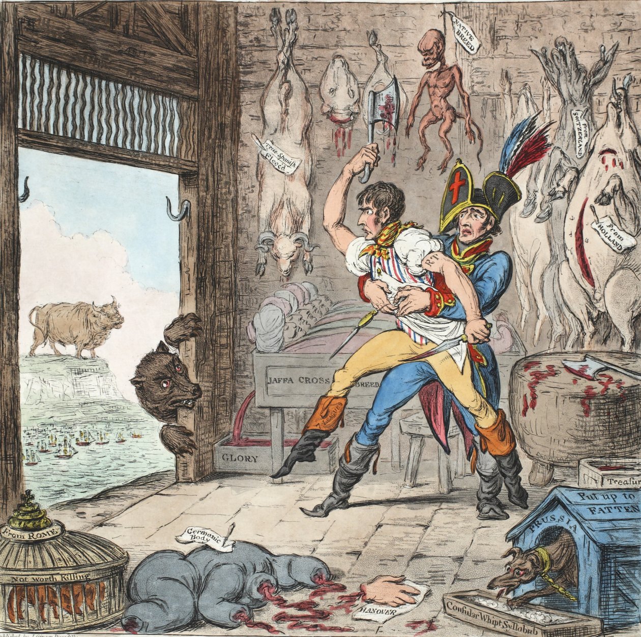 Boney and Talley, The Corsican Carcase-Butchers Reckoning Day - No Quarter Day! by James Gillray