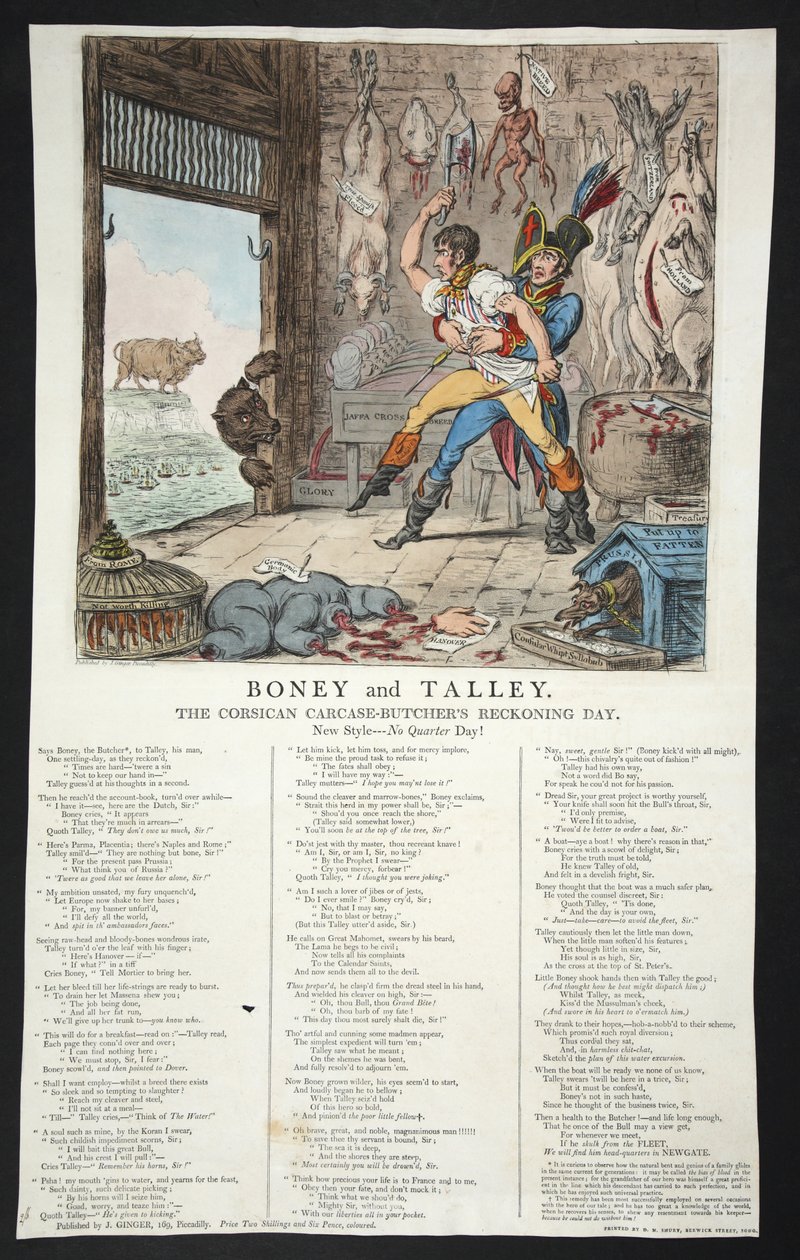 Boney and Talley, The Corsican Carcase-Butchers Reckoning Day - No Quarter Day! by James Gillray