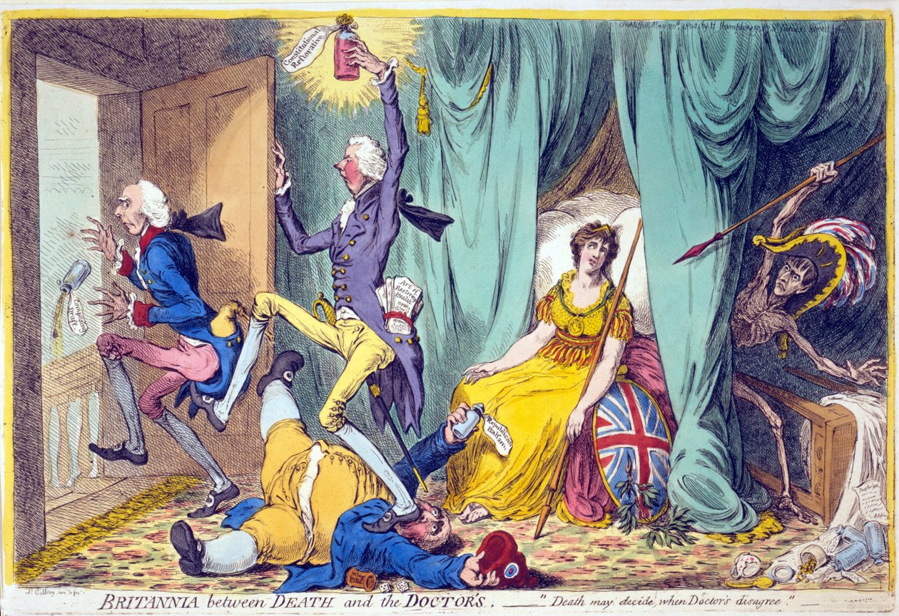 Britannia between death and the Doctors by James Gillray
