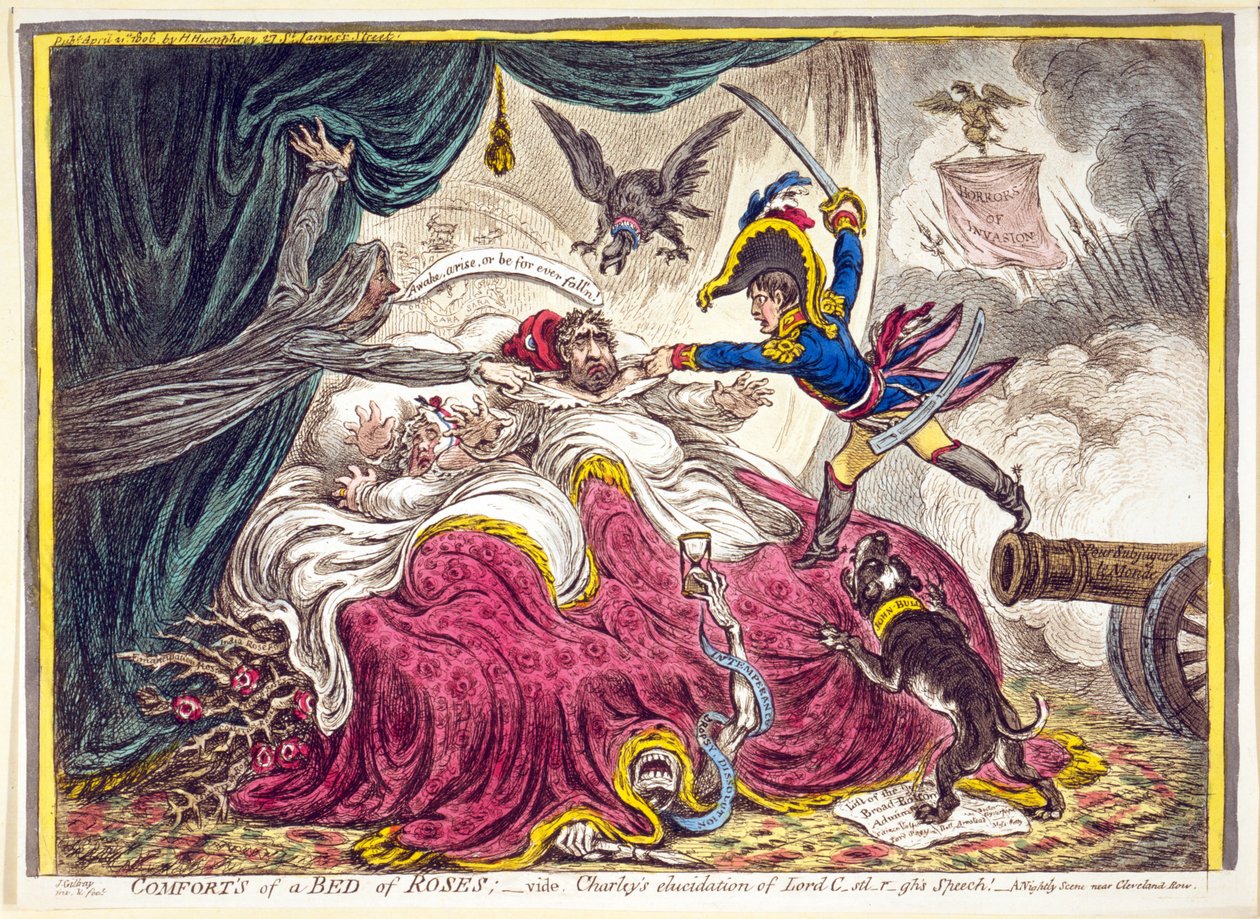 Comforts of a Bed of Roses by James Gillray
