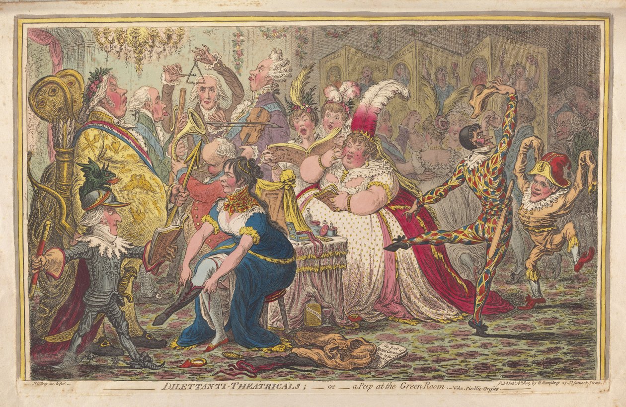 Dilettanti Theatricals or a Peep at the Green Room, vide. Pic-Nic-Orgies, pub. 1803 by James Gillray