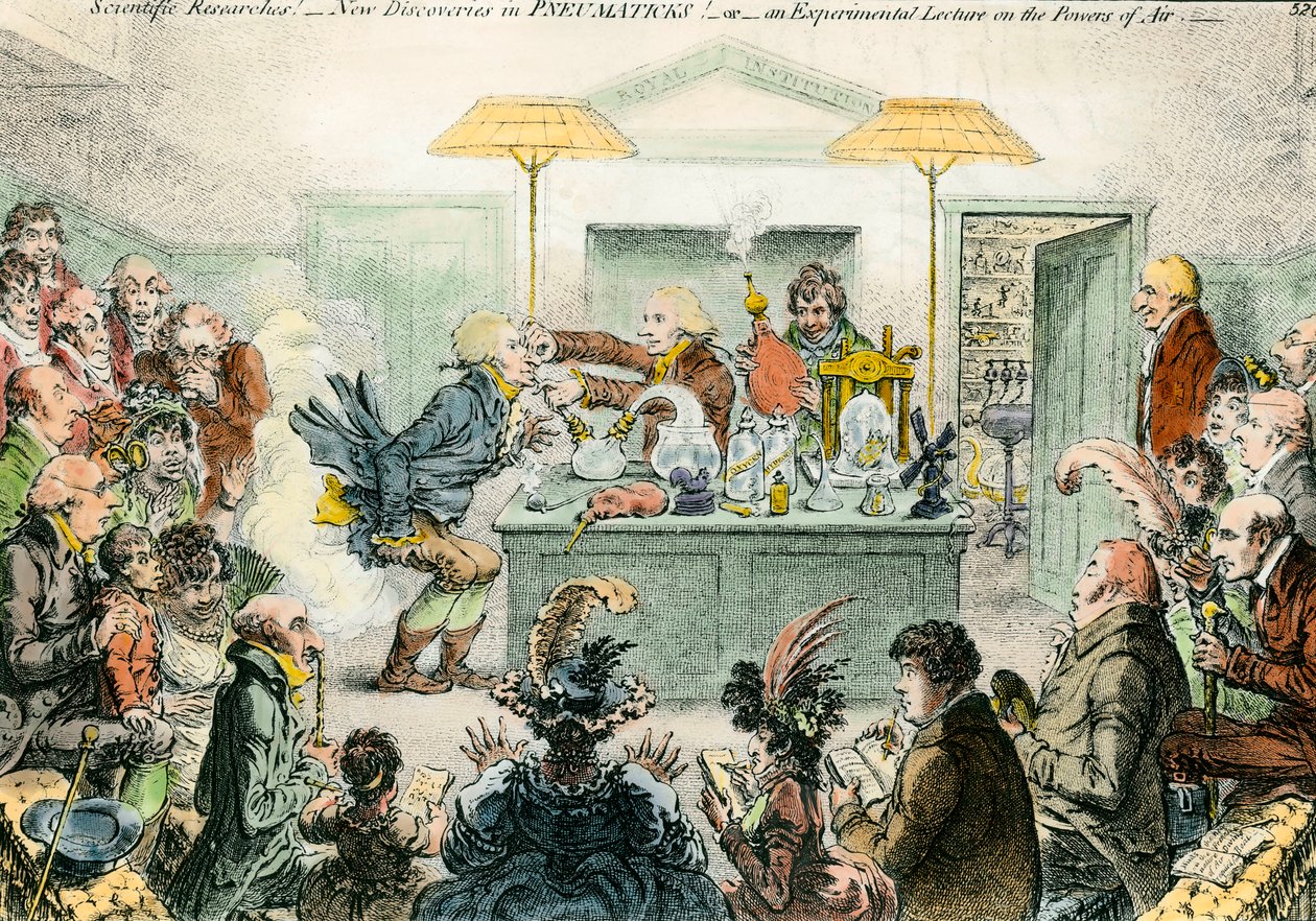 English satire on science: new discoveries in pneumatic materials by James Gillray