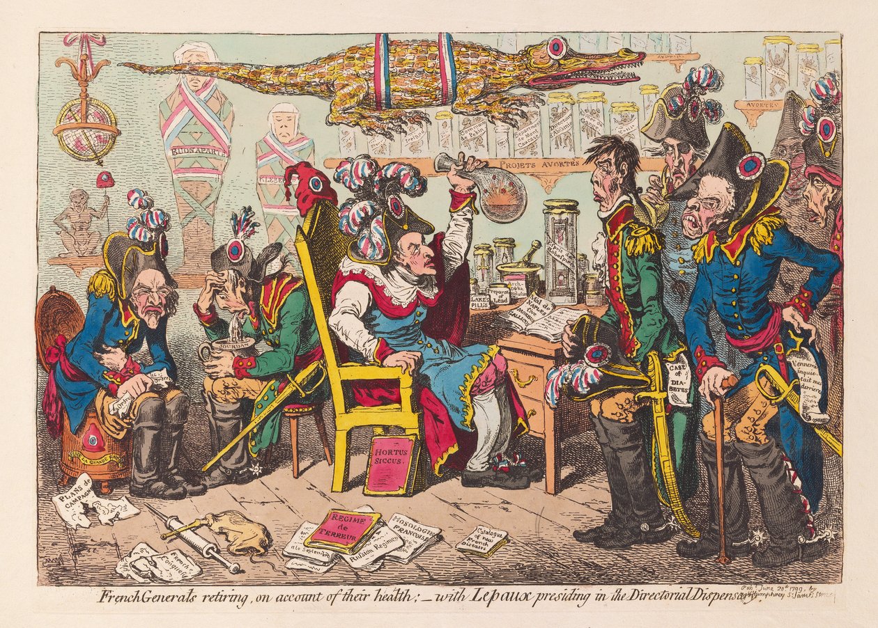 French Generals retiring on account of their health:- with Lepaux presiding in the Directorial Dispensary by James Gillray