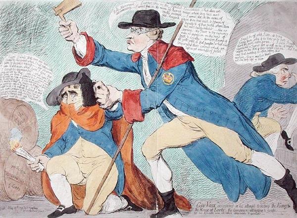 Guy Vaux discovered in the attempt to destroy the King & the House of Lords by James Gillray
