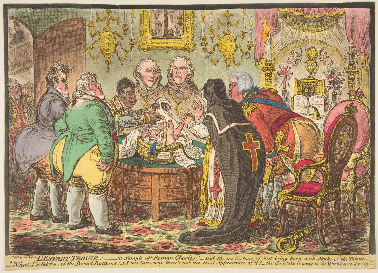 The Foundling: A Sample of Roman Charity! or the Misfortune of Not Being Born with a Silver Spoon by James Gillray