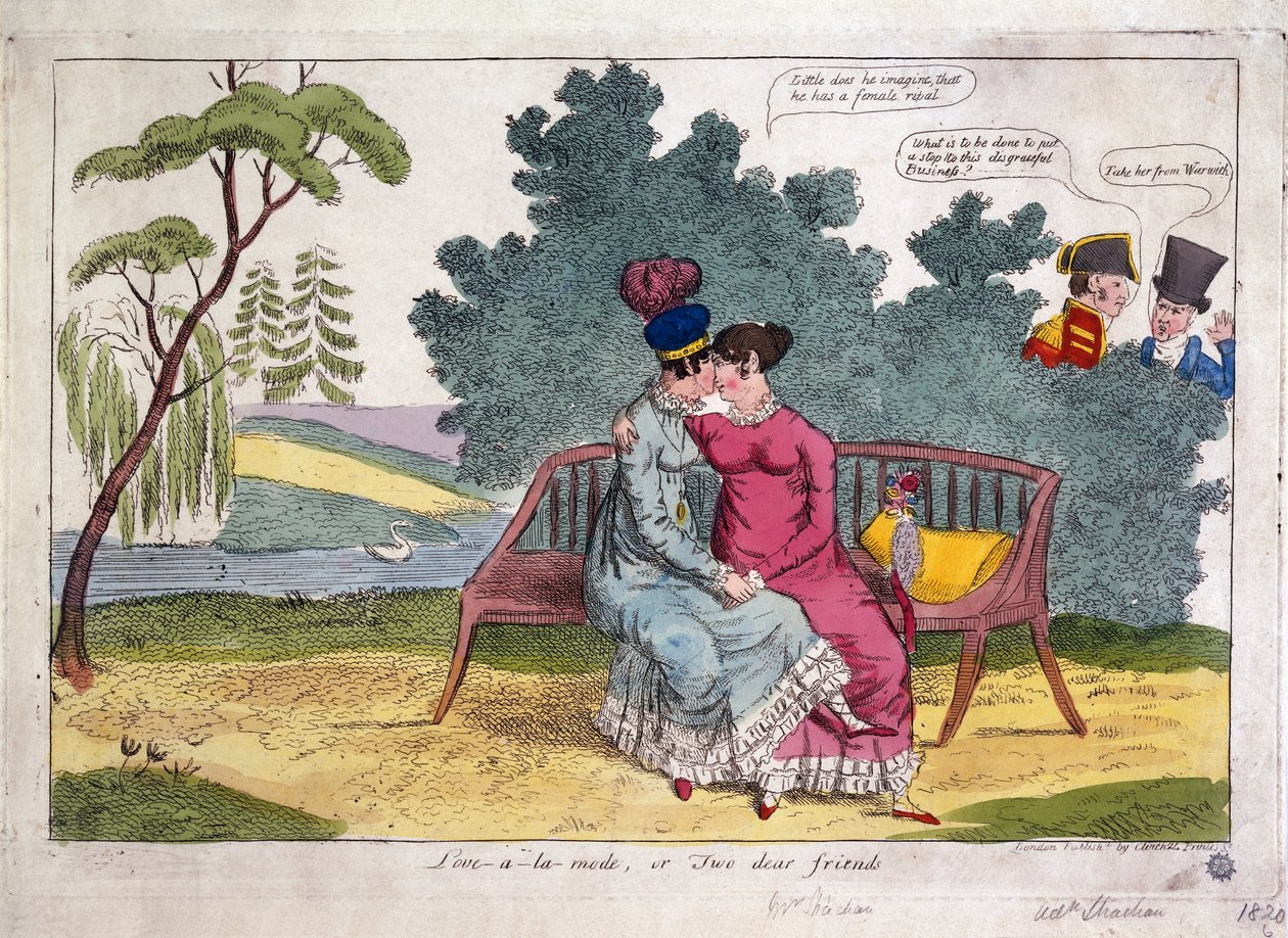 Lady Strachan and Lady Warwick Making Love in a Park by James Gillray