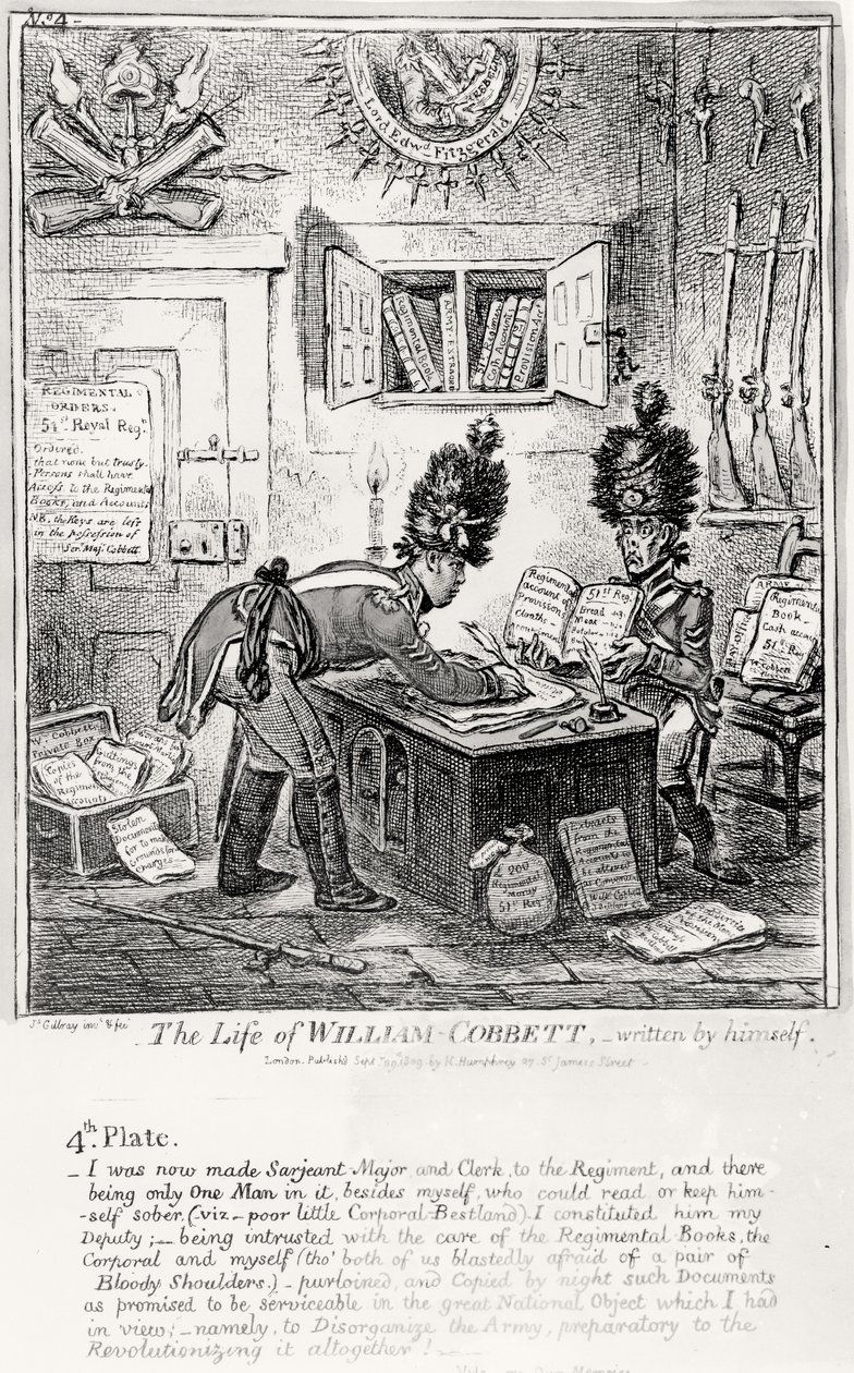 Plate 4, from The Life of William Cobbett, written by himself, pub. by H. Humphrey by James Gillray