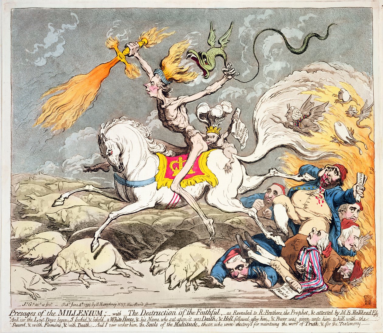 Presages of the Millennium, published by Hannah Humphrey in 1795 by James Gillray