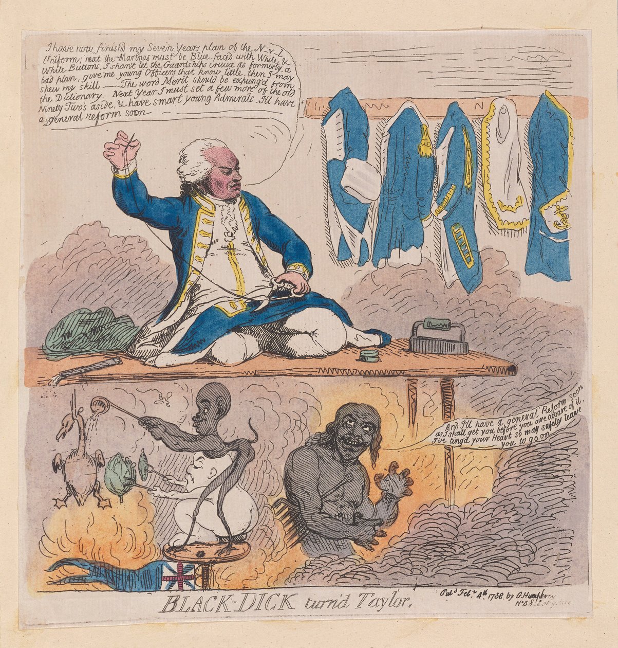 Richard Howe, 1st Earl Howe (Black-Dick turned tailor) by James Gillray