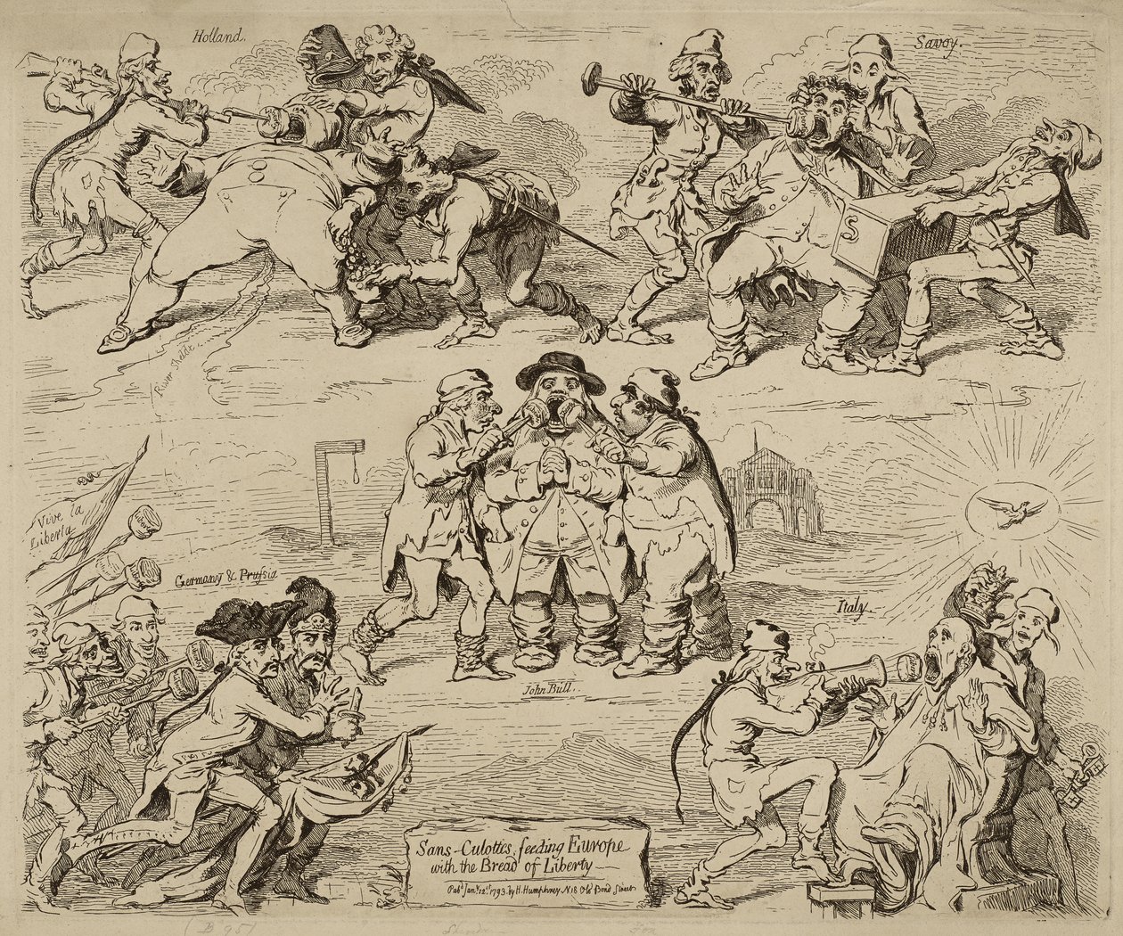 Sans-Culottes, Feeding Europe with the Bread of Liberty by James Gillray