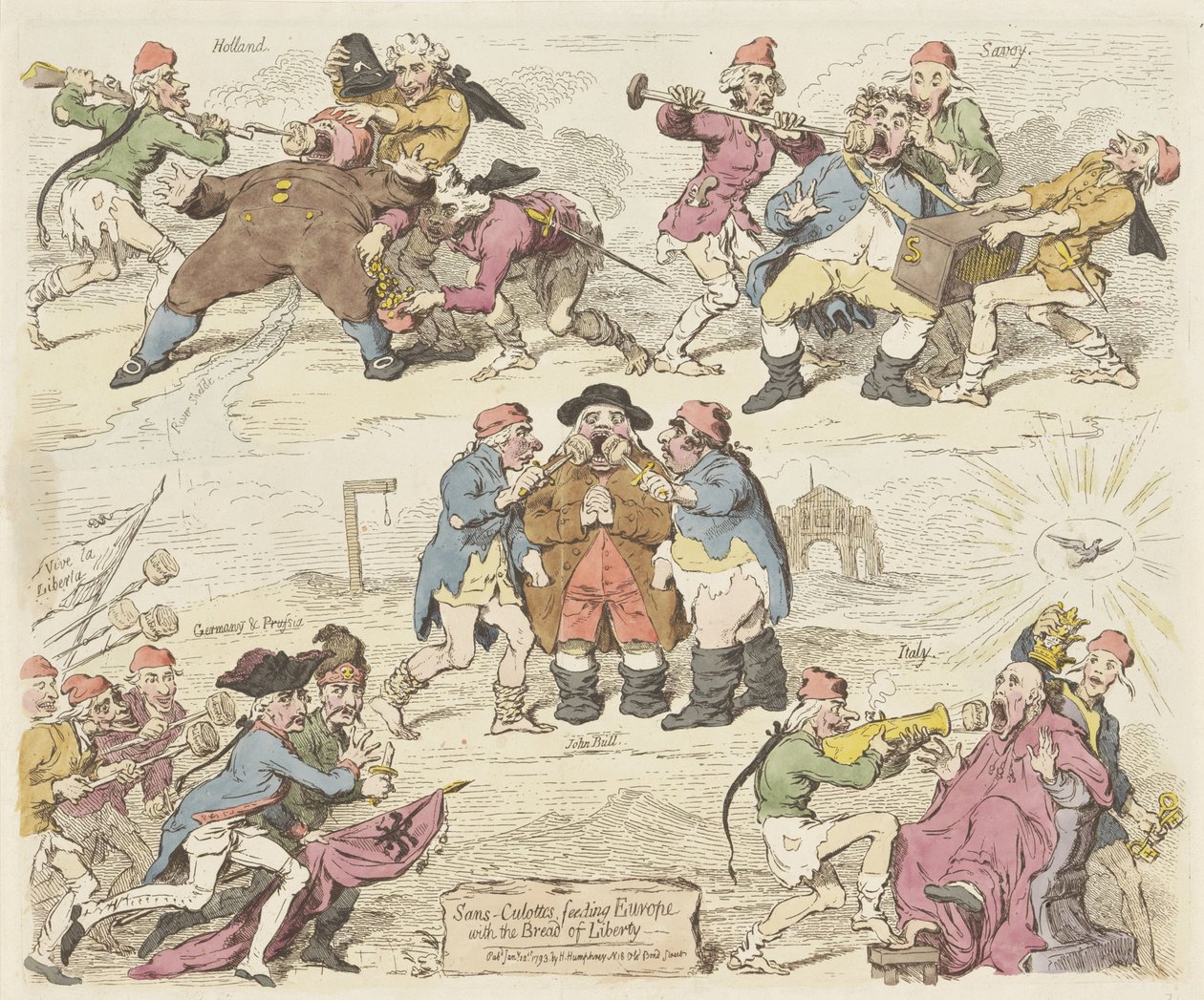 Sans-culottes Feeding Europe with the Bread of Liberty, 1793 (Sans-culottes, feeding Europe with the Bread of Liberty) by James Gillray