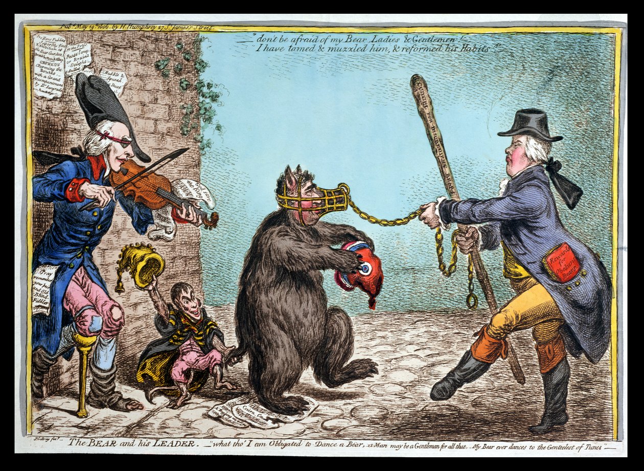The Bear and His Leader, Published by Hannah Humphrey in 1806 by James Gillray