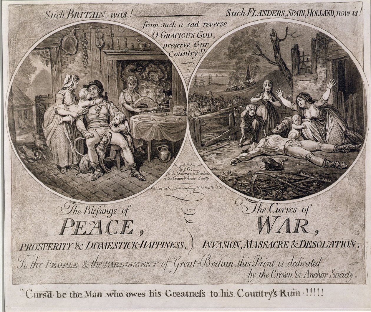 The Blessings of Peace and The Curses of War, Published by Hannah Humphrey in 1795 by James Gillray