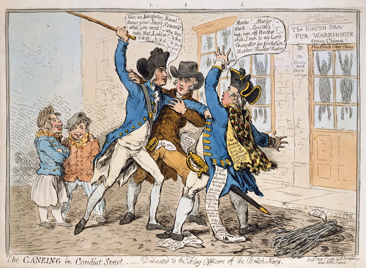 The Caning in Conduit Street, published by Hannah Humphrey by James Gillray