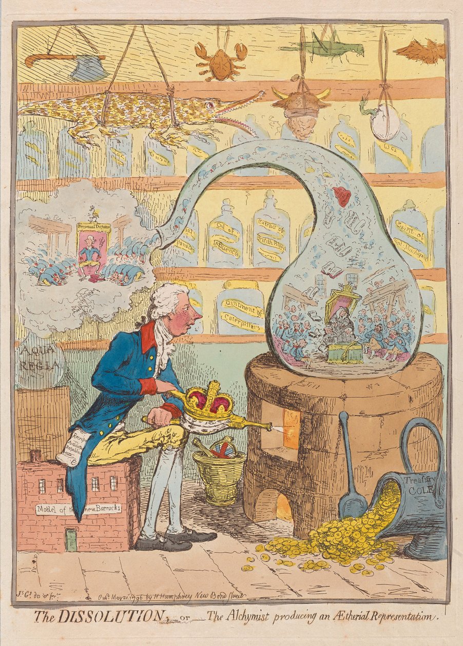 The Dissolution or The Alchemist producing an Aetherial Representation by James Gillray