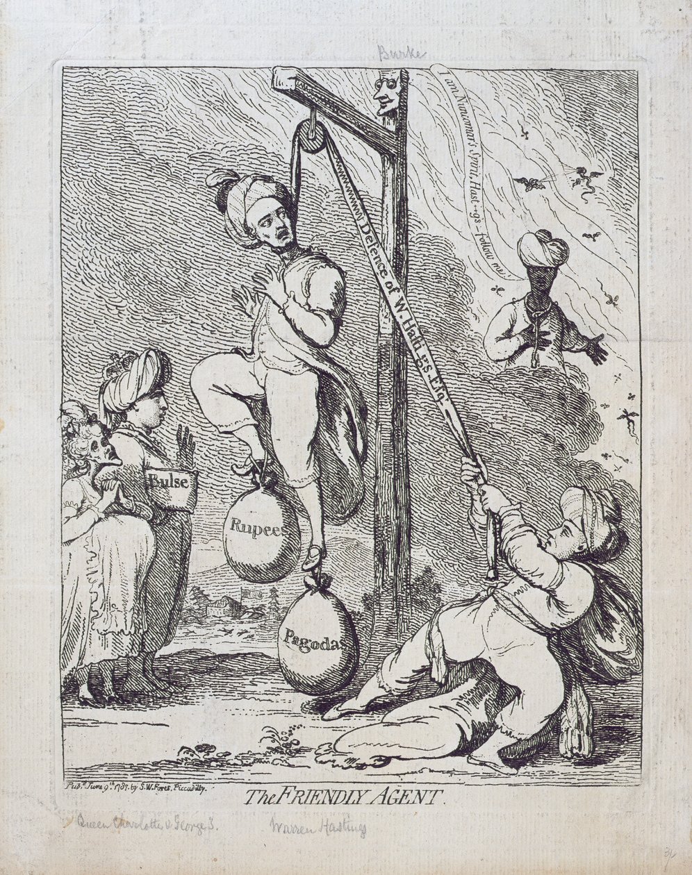 The Friendly Agent, published by S.W. Fores in 1787 by James Gillray