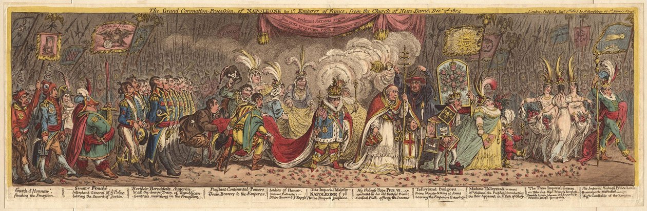 The Grand Coronation Procession of Napoleon the 1st Emperor of France, from the Church of Notre-Dame by James Gillray
